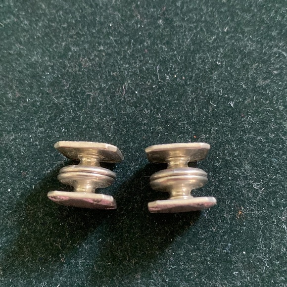 Silver toned cuff links with engraved geometric design 1950s 1/2” square - Picture 2 of 4